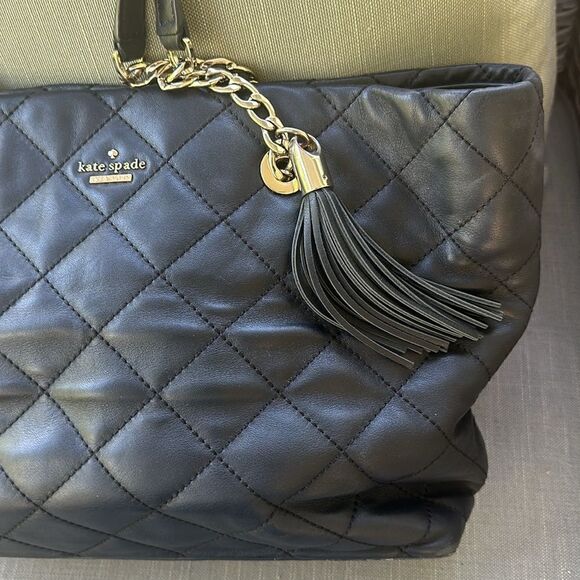 Kate Spade Black Quilted Leather Large Emerson Place Priya Shopper Tote - Picture 3 of 12